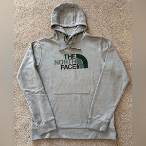 The North Face Light Gray Pullover Hoodie with Dark Green Logo